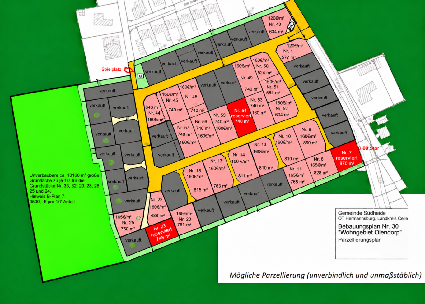 Möglicher Parzellierungsplan